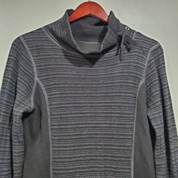 PrAna Women's Coal Kelland Turtleneck Wool-Blend Sweater Dress Black Stripe Sz M - Picture 5 of 16